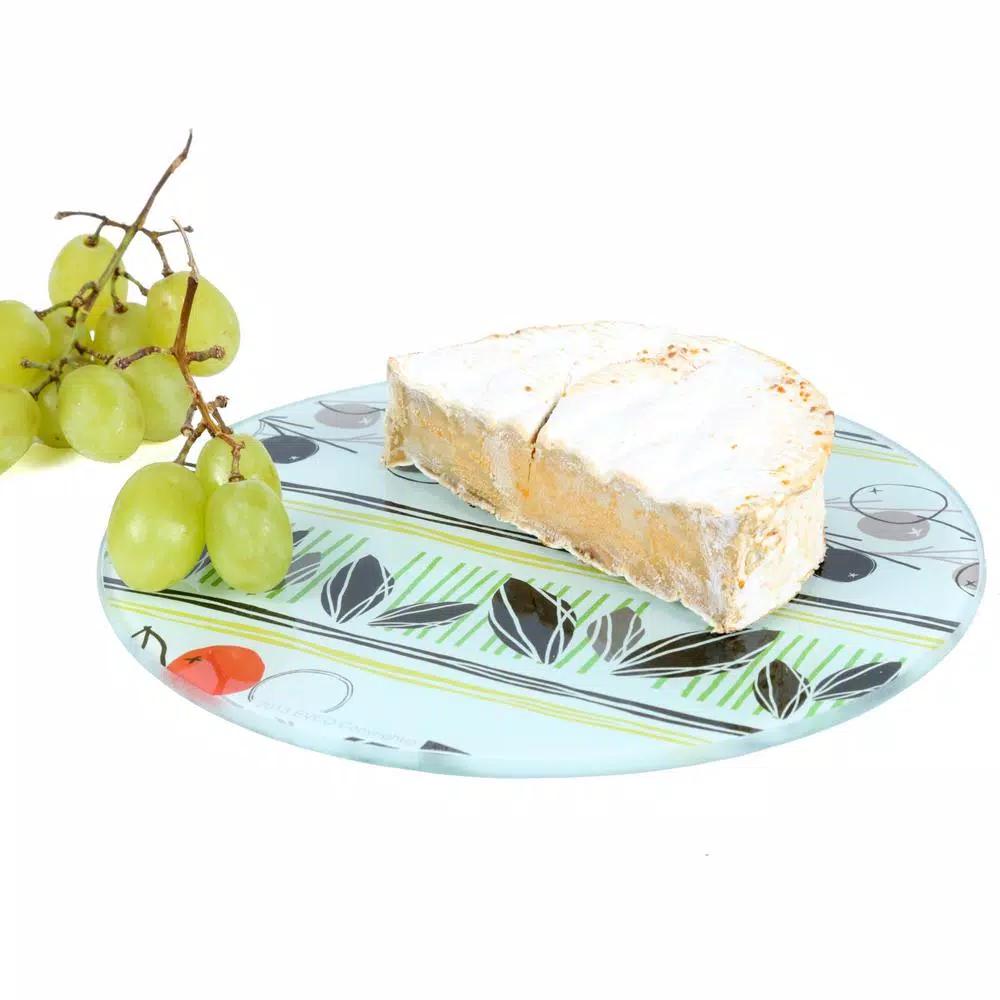 Creative Home 8 in. Round Tempered Glass Trivet with Flower Pattern