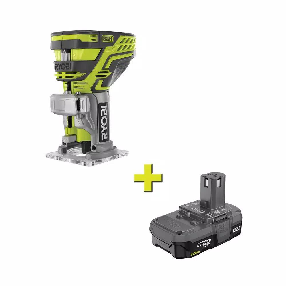 RYOBI 18V ONE+ Cordless Fixed Base Trim Router with 1.5 Ah Lithium-Ion Battery