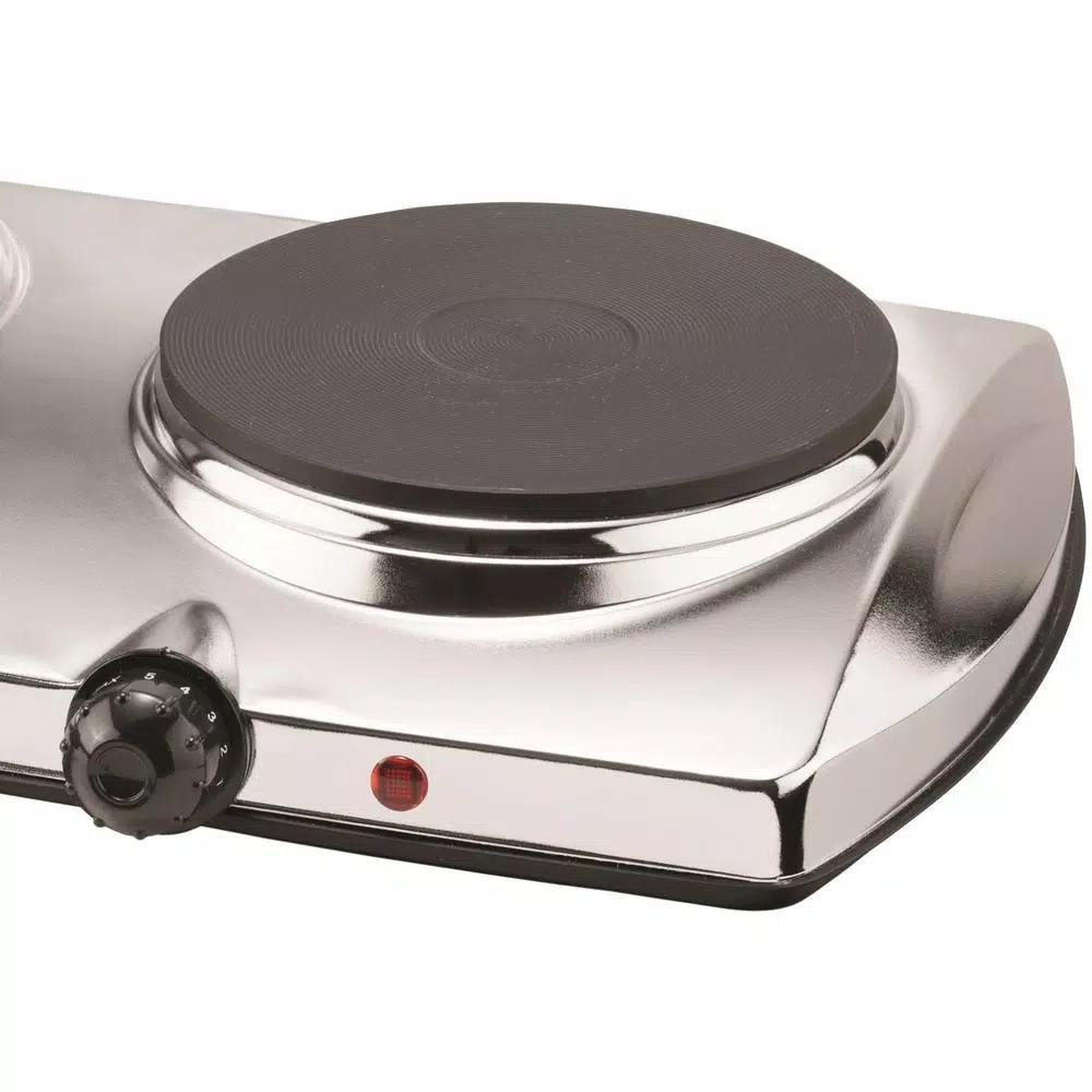 Brentwood Appliances 1440W 2-Burner Silver Electric Hot Plate