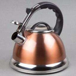 Creative Home Camille 3.0 Qt. Stainless Steel Whistling Tea Kettle with Aluminum Capsulated Bottom, Metallic Copper thumbnail 4