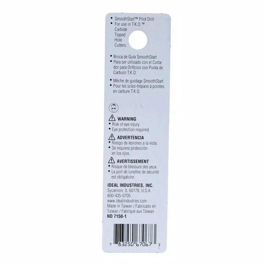 Ideal SmoothStart Replacement Pilot Drill, 1/4 in. x 2 in. (4-Pack) for TKO Carbide-Tipped Hole Cutters