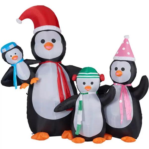 Fraser Hill Farm 10 ft. Penguin Family Christmas Inflatable with White Lights