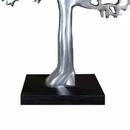 Benjara Modern Silver and Black Aluminum Tree Sculpture Decor with Block Base thumbnail 4