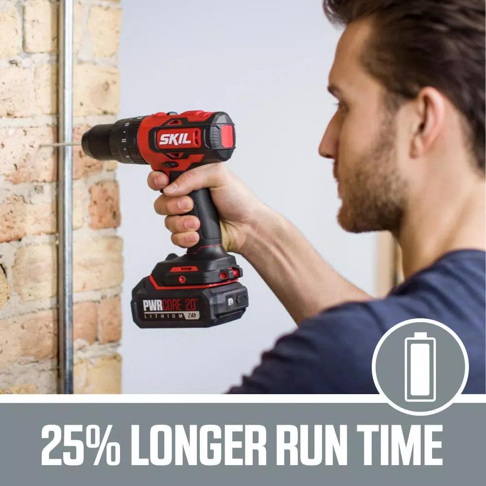 SKIL PWRCore 20V Brushless 1/2 in. Hammer Drill Kit with 2.0 Ah Battery and PWRJump Charger