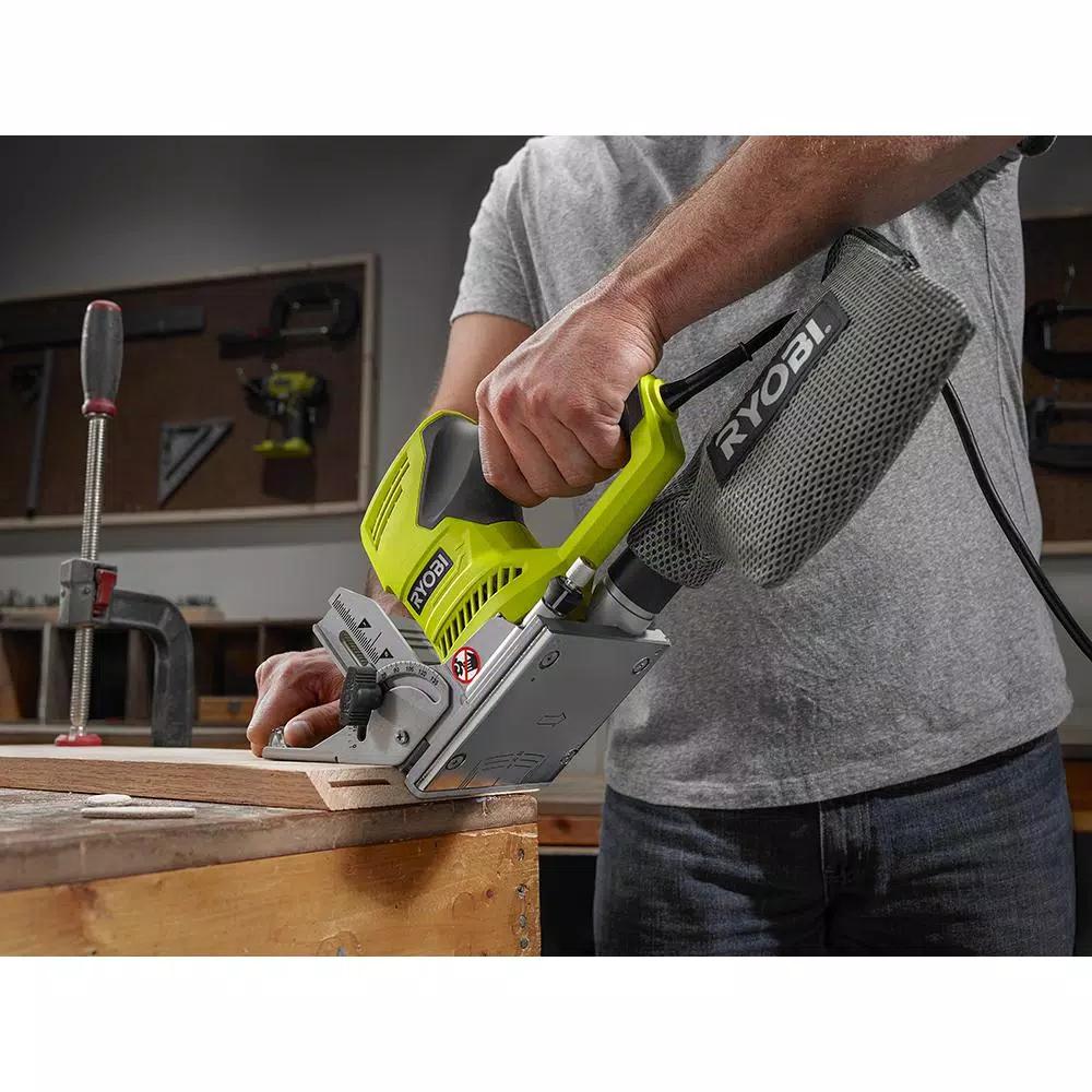 RYOBI 6 Amp Corded Biscuit Joiner Kit with Dust Collection Bag