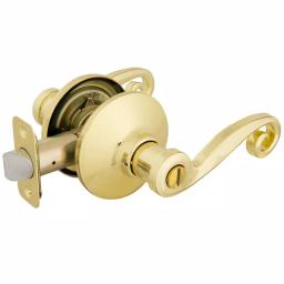 Defiant Scroll Polished Brass Privacy Lever Set for Bedroom and Bathroom Doors thumbnail 7