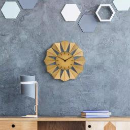 La Crosse Technology 12.8 in. Gold Metal Sunray Quartz Wall Clock - Mid-Century Sunburst Design thumbnail 6