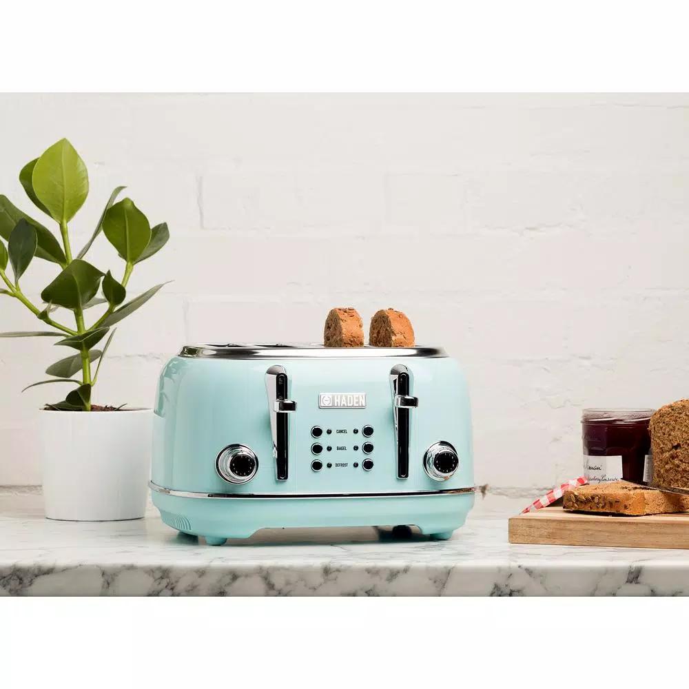 Haden Heritage 4-Slice Retro Wide Slot Toaster, 1500W, Turquoise
