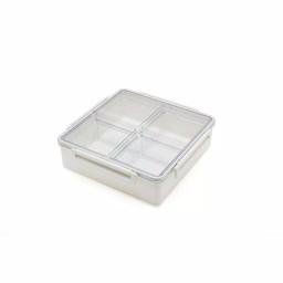Lustroware Lusroware Modular Plastic Serving Tray with Lids, Rectangular Food Organizer, White thumbnail 1