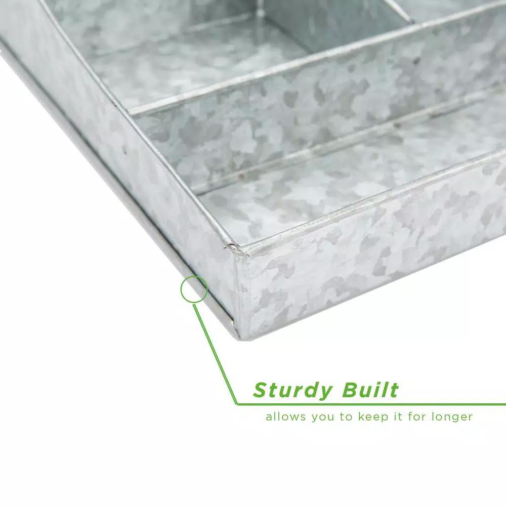 Mind Reader Silver 7-Compartment Metal Condiment and Beverage Supply Organizer Caddy