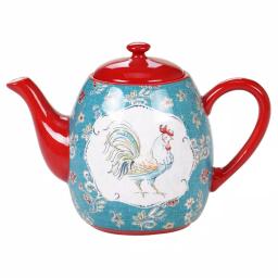 Certified International Morning Bloom 40 oz. 4-Cup Multicolored Earthenware Teapot thumbnail 1