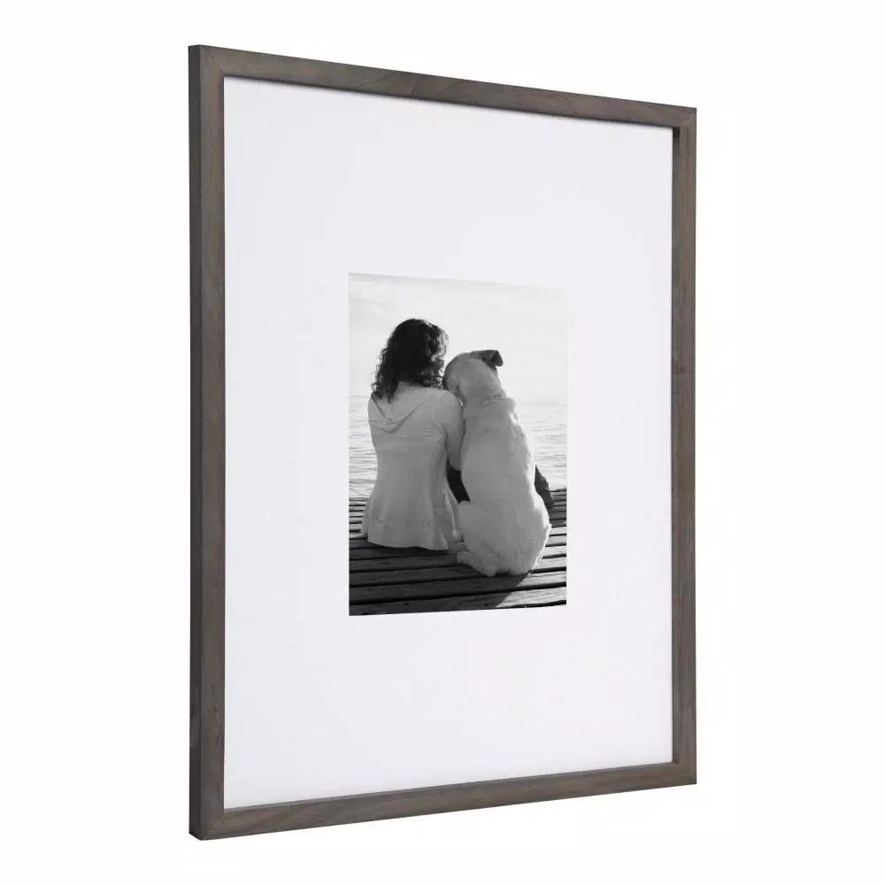 DesignOvation Gallery Wood Picture Frame Set of 2, Gray, 16x20 matted to 8x10