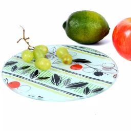 Creative Home 8 in. Round Tempered Glass Trivet with Flower Pattern thumbnail 2