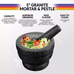 TACO TUESDAY Granite Stone Mortar and Pestle Set, 5.5 in. - Dark Gray thumbnail 5
