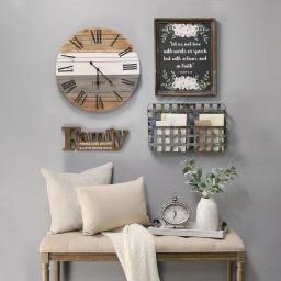 Stratton Home Decor 21" Winston Rustic Wall Clock with Wood Grain Face thumbnail 3