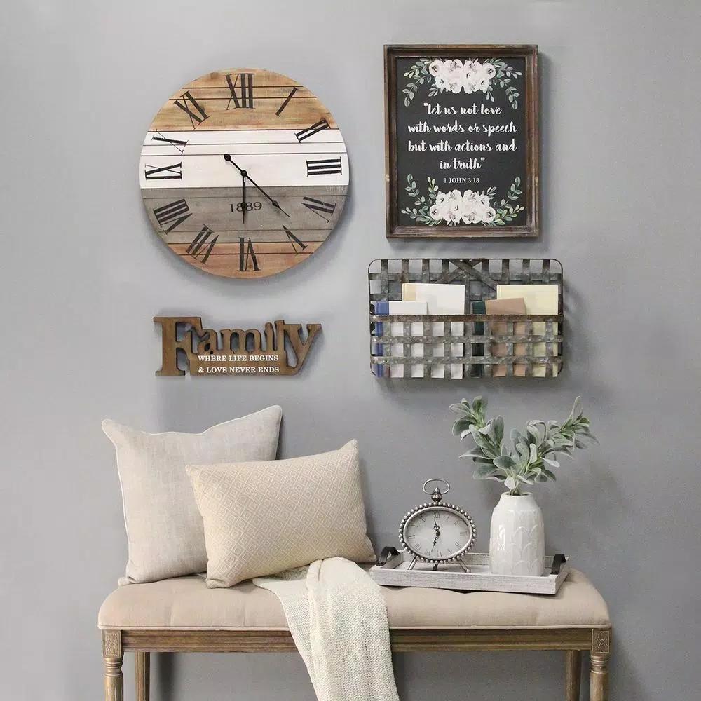 Stratton Home Decor 21" Winston Rustic Wall Clock with Wood Grain Face