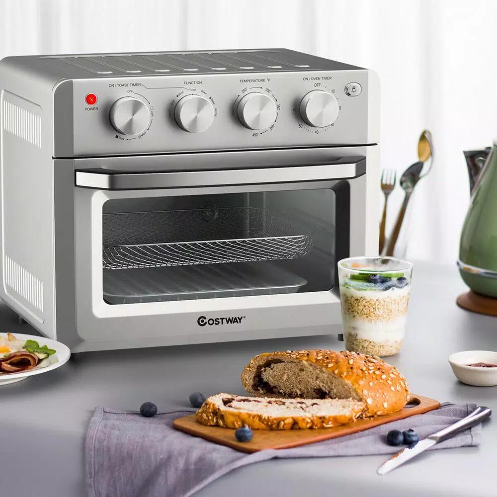 Costway 19 Qt. Silver Air Fryer Toaster Oven with Dehydrate and 7-in-1 Functions