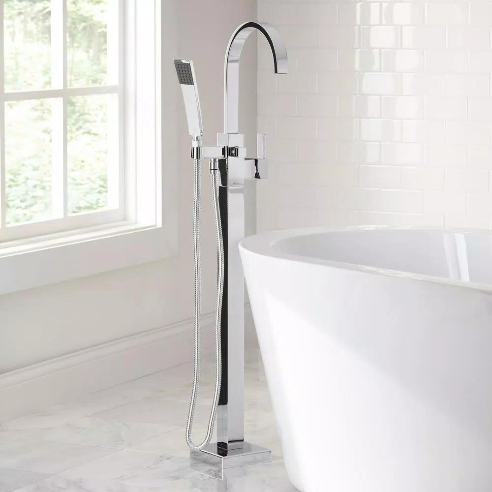 Glacier Bay Farrington Freestanding Floor Mount Tub Faucet with Handheld Handshower, Chrome