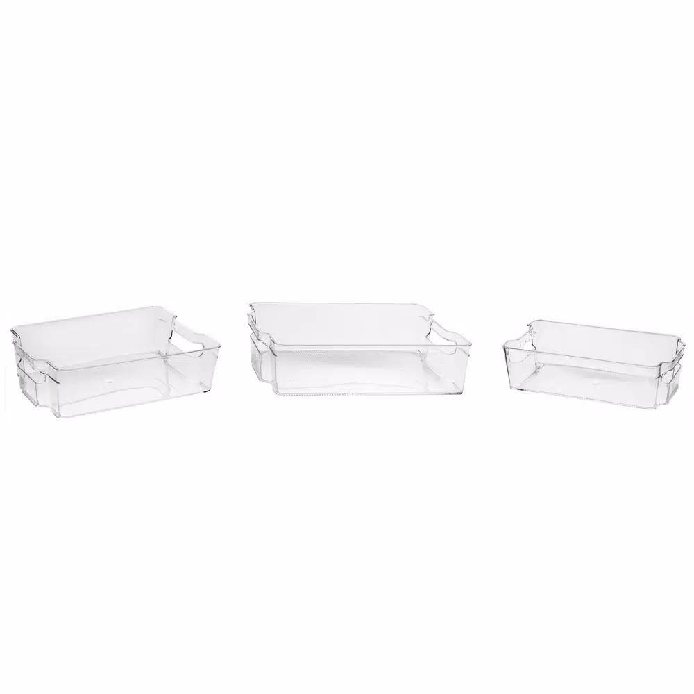 Cook Pro Large Plastic Refrigerator and Freezer Organizer Bin with Built-in Handles