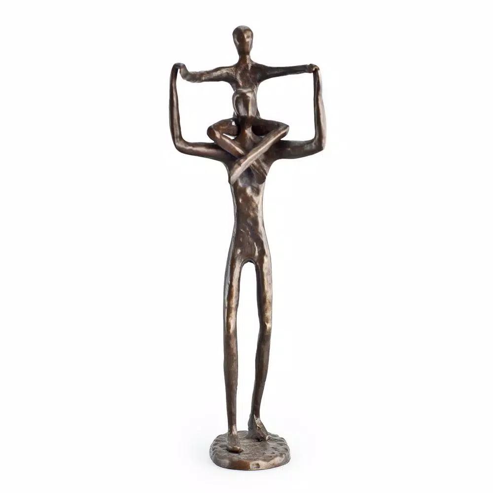 Danya B Proud Father and Child Bronze Sculpture - Handcrafted Sand Cast Metal Statuary
