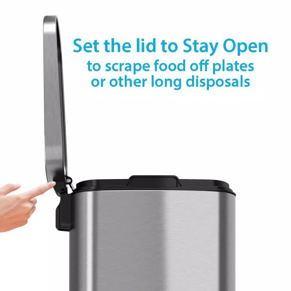 iTouchless SoftStep 8 Gal. Stainless Steel Step Trash Can with Odor Filter and Removable Inner Bucket