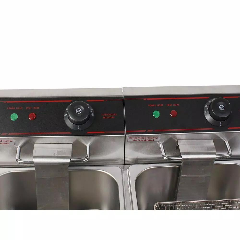Costway 5000W Dual Tank Electric Countertop Deep Fryer, Stainless Steel Commercial & Home Restaurant Fryer