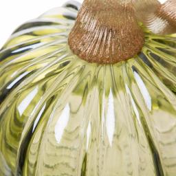 Glitzhome Set of 2 Green and Amber Crackle Glass Short Pumpkins, 4.72 in. Handmade Fall Decor thumbnail 5