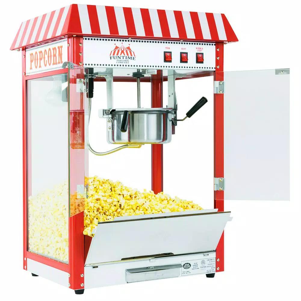 Funtime FT8000CP 8 oz. Commercial Carnival Style Popcorn Popper Machine, Red/Stainless Steel