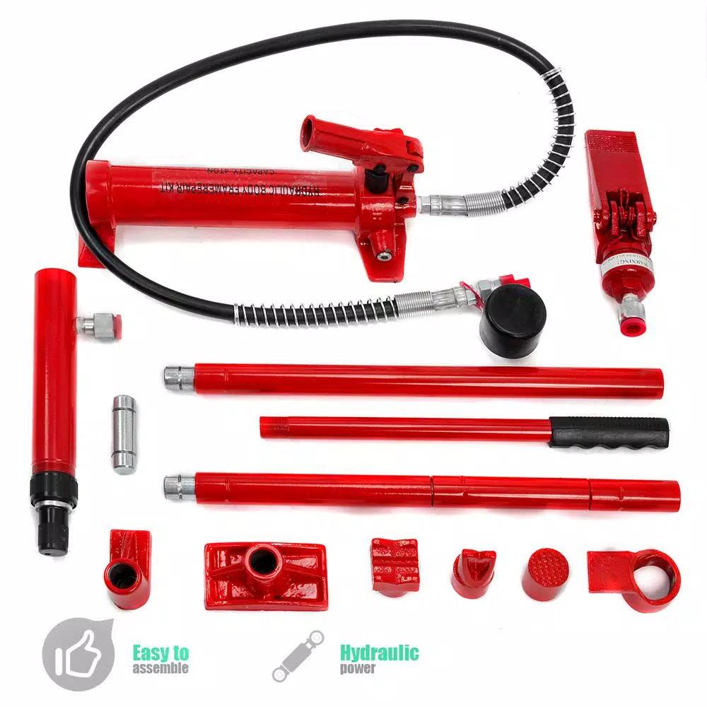 Stark 4-Ton Porta Power Hydraulic Jack Tool Kit for Auto Body Frame Repair & Construction