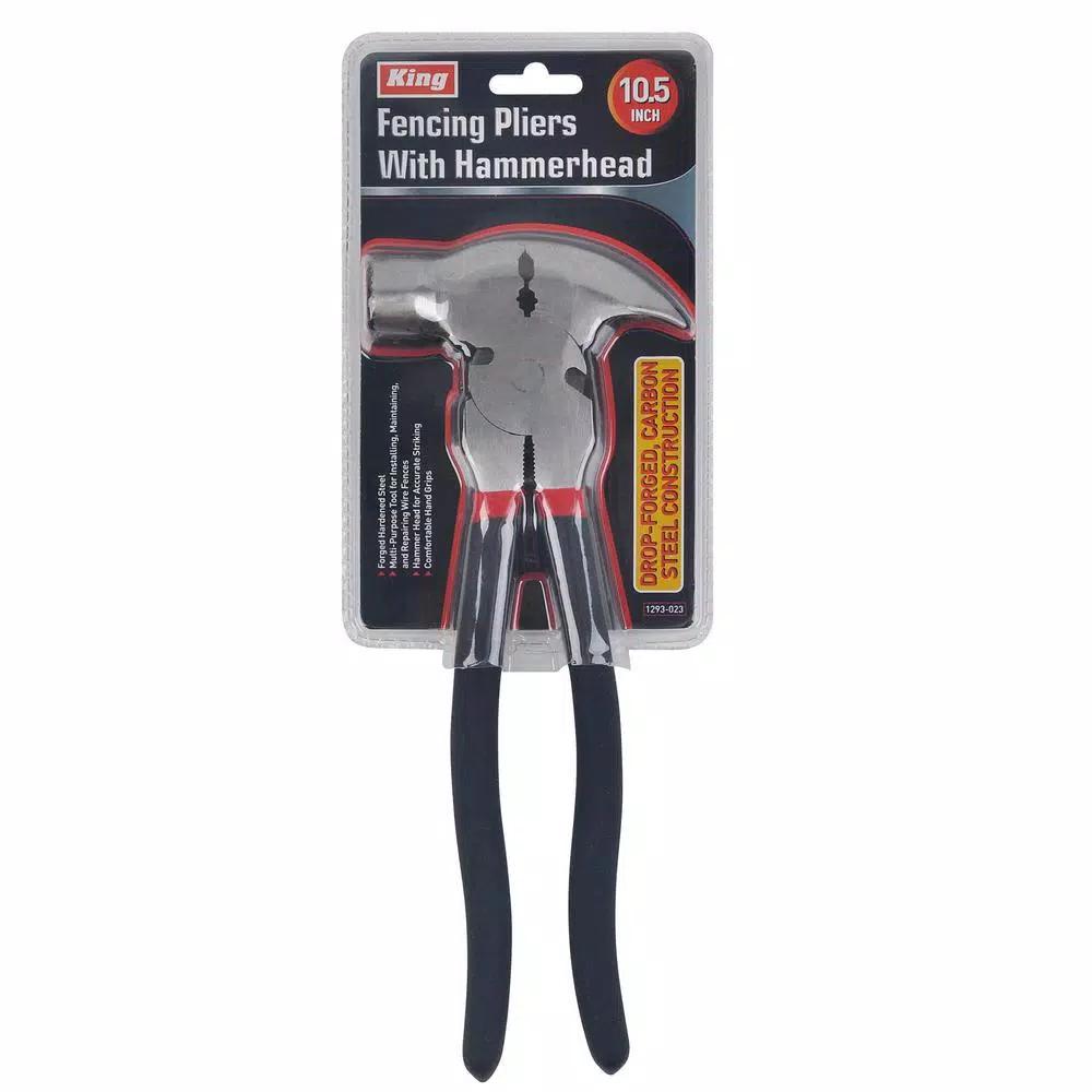 KING 10.5 in. Fencing Pliers with Hammerhead, Carbon Steel Multi-Purpose Hand Tool