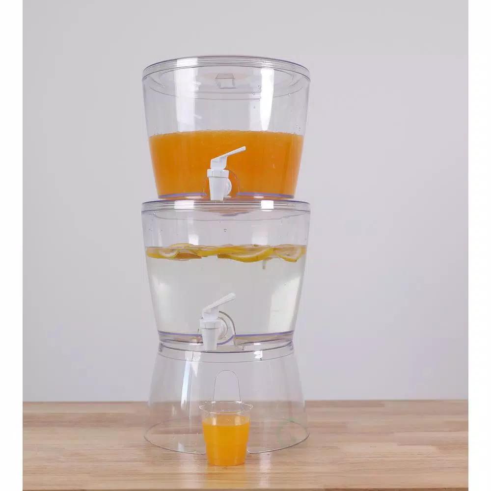 Basicwise Stackable 1.4 Gal. Juice and Water Beverage Dispenser with Stand, Clear