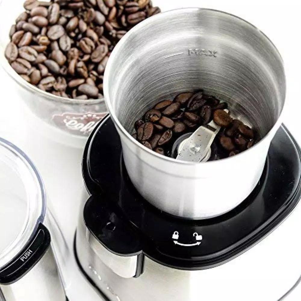 Ovente Electric Coffee Grinder, 200W Multi-Purpose Blade Grinder, Silver