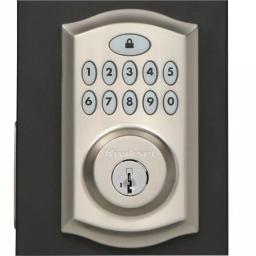 Kwikset SmartCode Satin Nickel Single Cylinder Electronic Deadbolt with SmartKey Security and Juno Passage Knob thumbnail 4