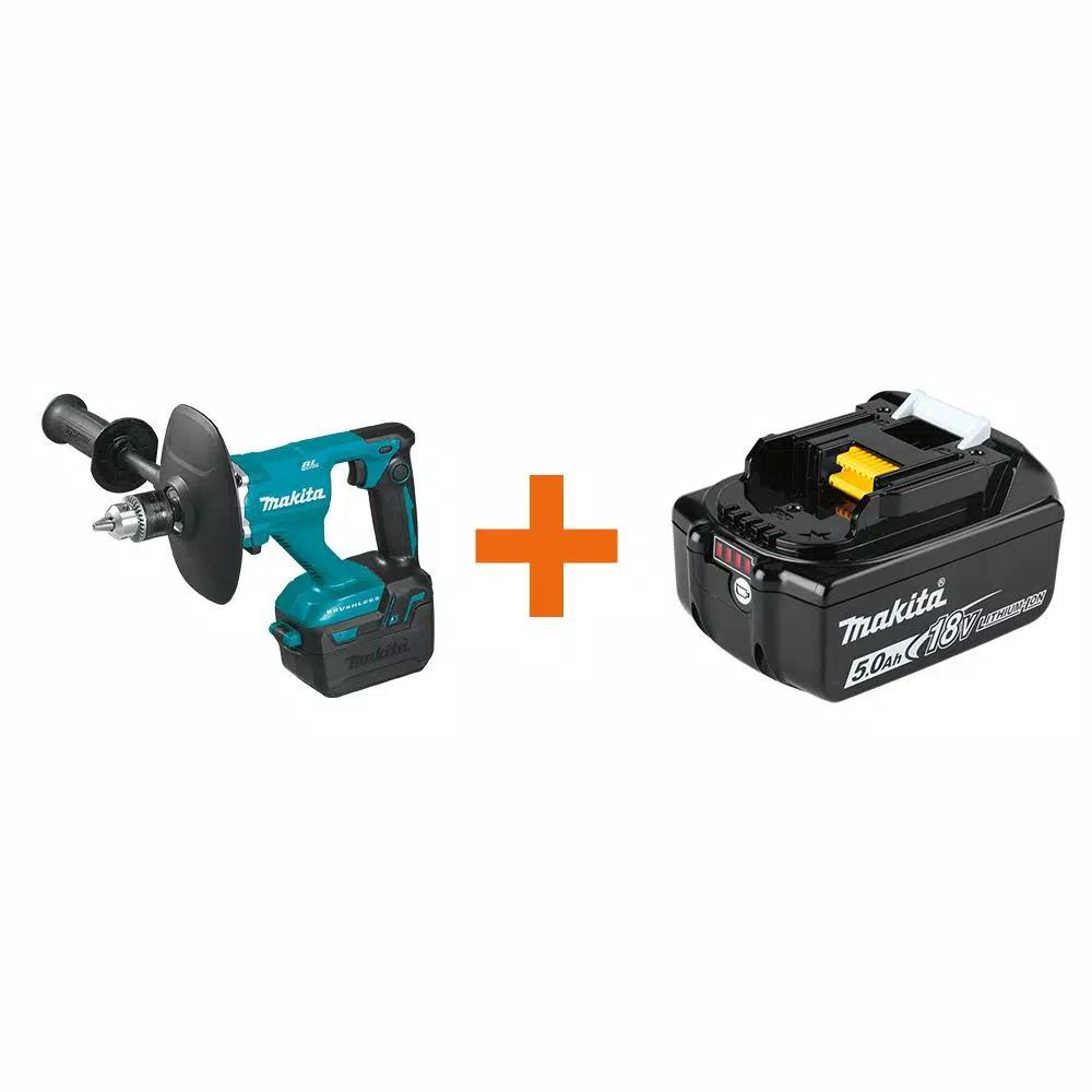 Makita 18V LXT Brushless Cordless 1/2 in. Mixer Kit with 5.0Ah Battery