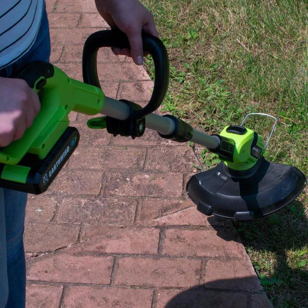 Earthwise 20V Lithium-Ion Cordless String Trimmer with 2.0Ah Battery and Charger, 10 in. Cutting Width