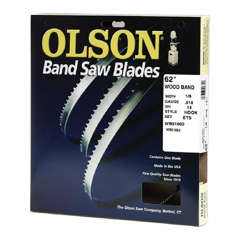 Olson Saw 62 in. High Carbon Steel Band Saw Blade, 1/8 in. Width, 14 TPI Hook Tooth for Wood and Plastic