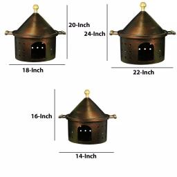 Benjara Bonny 25 qt. Bronze 3-Piece Metal Chafing Dish Set with Steel Tub thumbnail 4