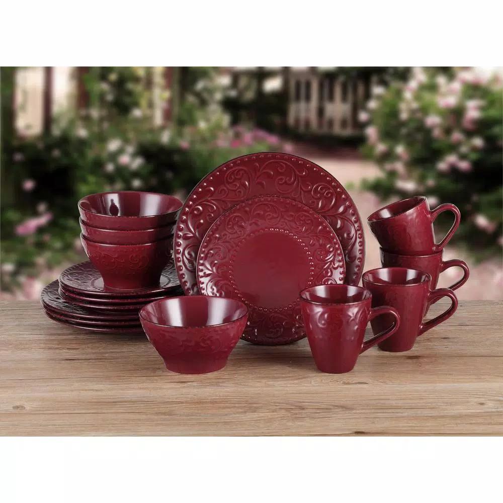 Lorren Home Trends Lorren Home 16-Piece Merlot Stoneware Dinnerware Set, Service for 4