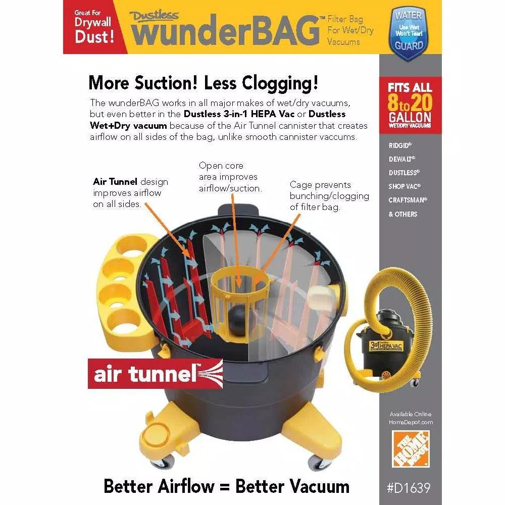 Dustless Technologies Wunderbag Micro Pre-Filter 2-Pack for Dustless 16 Gal. Wet/Dry and HEPA Vacuums
