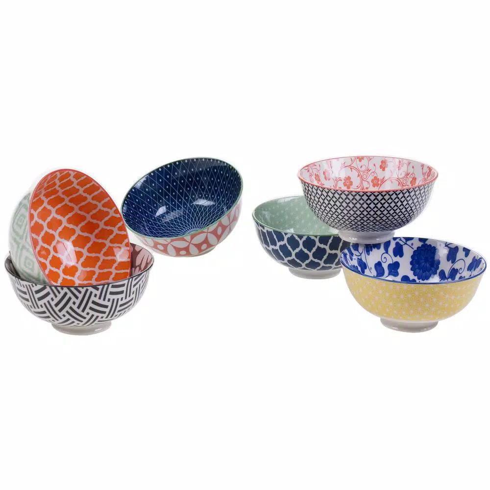 Certified International Soho Multi-Color Porcelain Bowl Set, 6-Piece