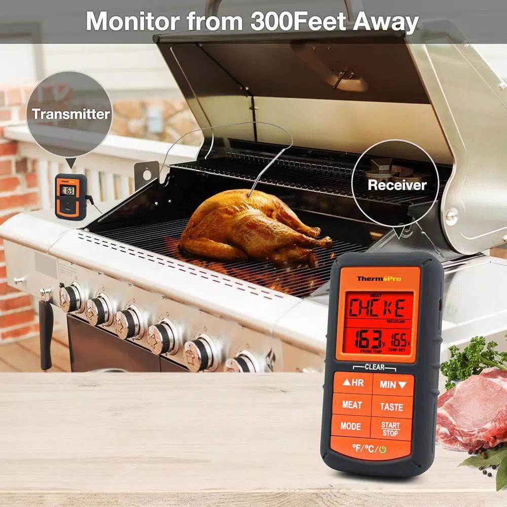 ThermoPro TP-07 Digital Wireless Cooking Thermometer with 300ft Range and Smart Backlit Display