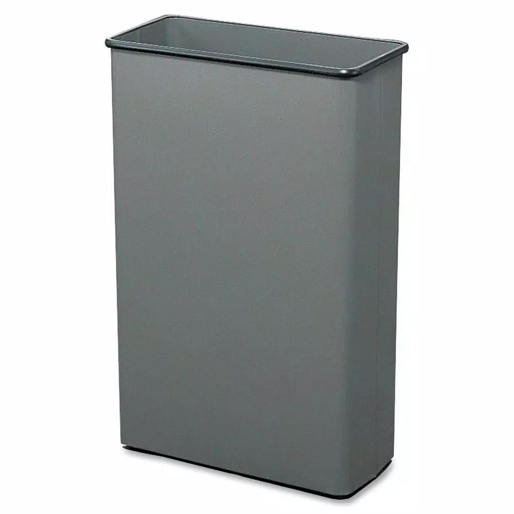 Safco 22 Gal. Gray Rectangular Heavy-Duty Steel Trash Can, 88 Qt. Capacity