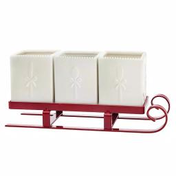 Godinger White Metal Santa Sleigh Flatware Caddy for Christmas Tabletop Decor thumbnail 1