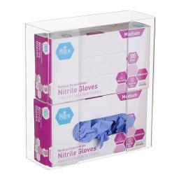 AdirMed Double Box Capacity Acrylic Glove Dispenser, Clear Wall Mount thumbnail 2