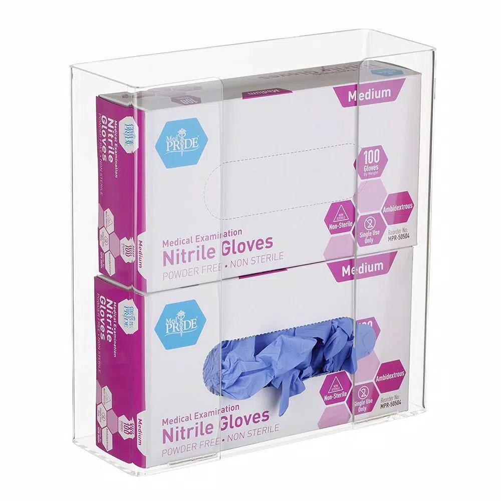 AdirMed Double Box Capacity Acrylic Glove Dispenser, Clear Wall Mount
