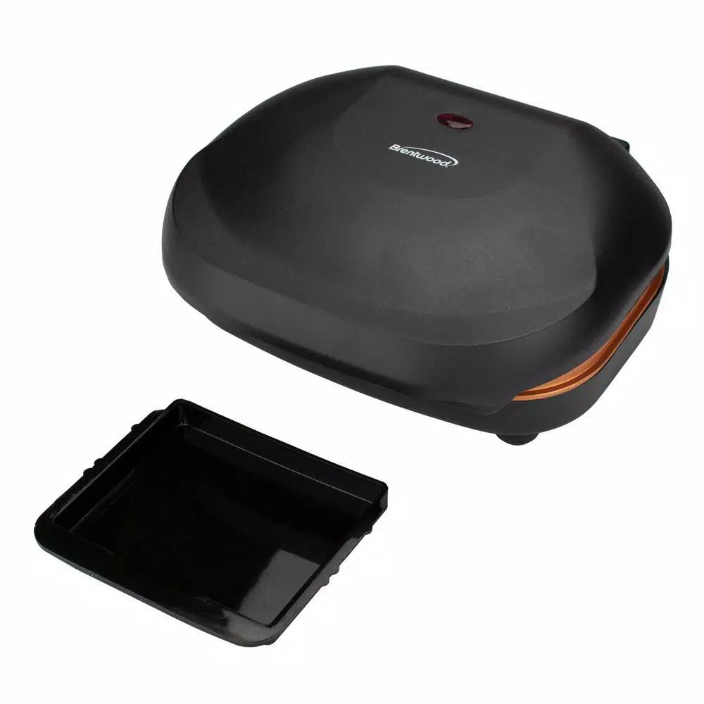 Brentwood Appliances 750W Indoor Electric Copper Grill and Panini Press, 2-Serving, Black