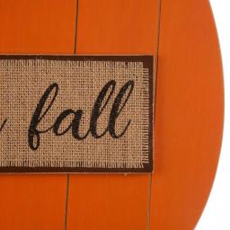 Glitzhome 20.28 in. Wooden Fall Pumpkin Decor with Floral Accents - Standing or Hanging thumbnail 3