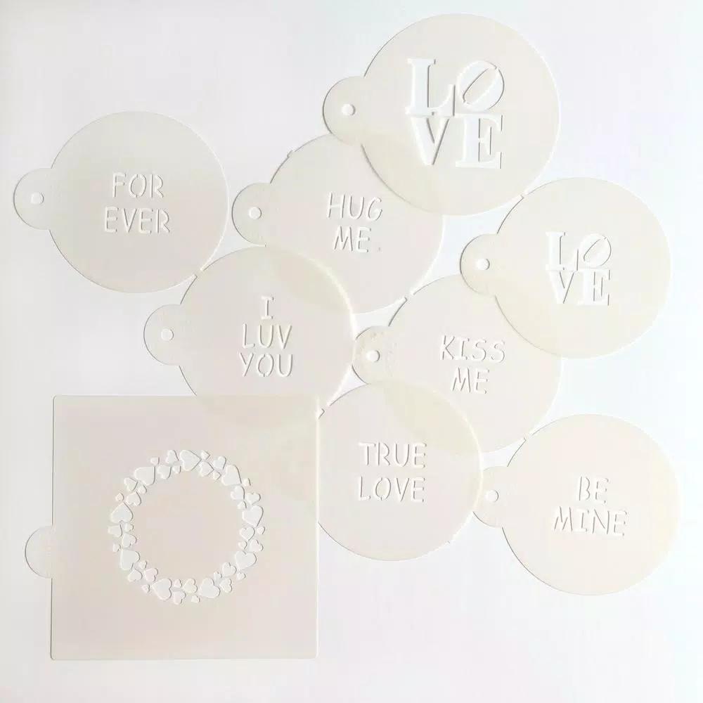 Designer Stencils Sweetheart Sayings Cookie Stencil Bundle - 9 Pattern Decorating Set