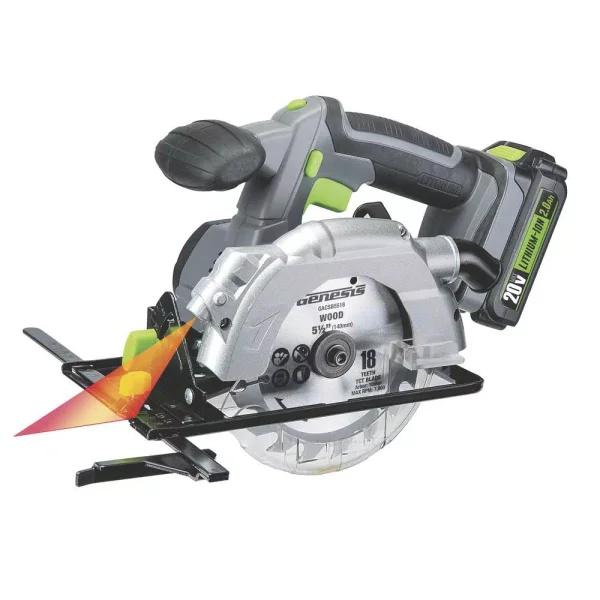 Genesis 20V Cordless 5-1/2 in. Circular Saw Kit with Laser Guide, 2 Ah Battery and Charger