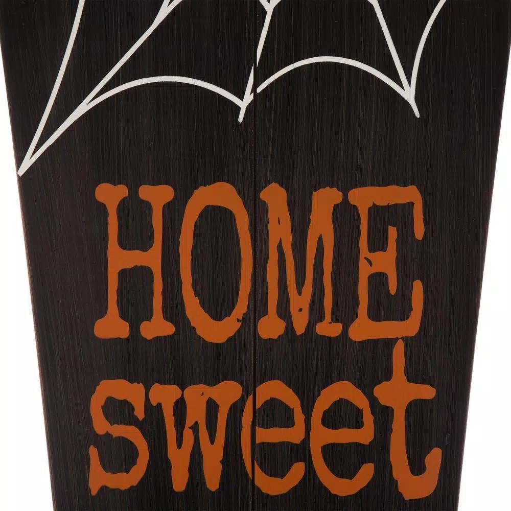 Glitzhome 42 in. Halloween Wooden Coffin Porch Leaning Decor - Home Sweet Home Sign